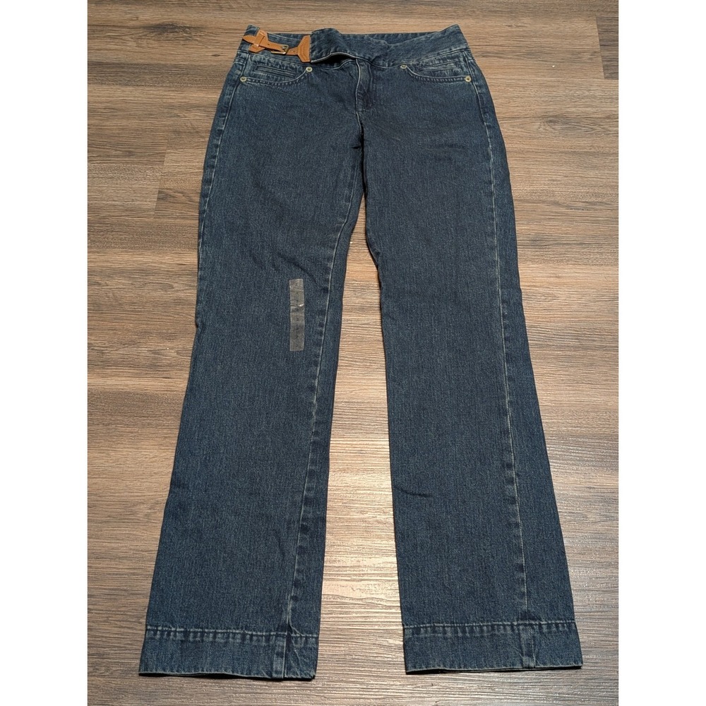 Lauren Ralph Lauren Premium Straight Leg Jeans Womens 2 Dark Wash Buckle‎ READ